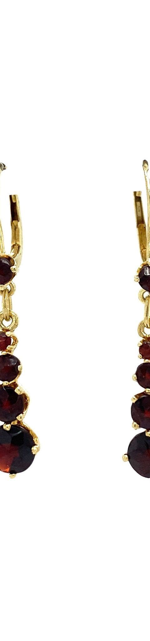 Vintage 14K Gold Drop Earrings with Garnet